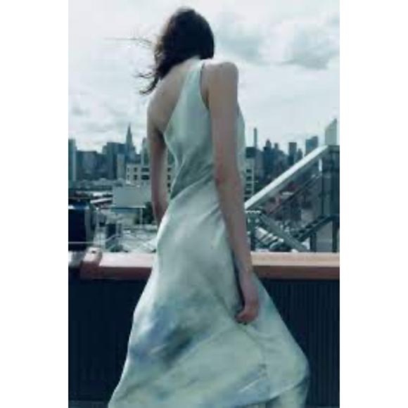 Zara Mint Green Satin One-Shoulder Midi Dress - Picture 4 of 12